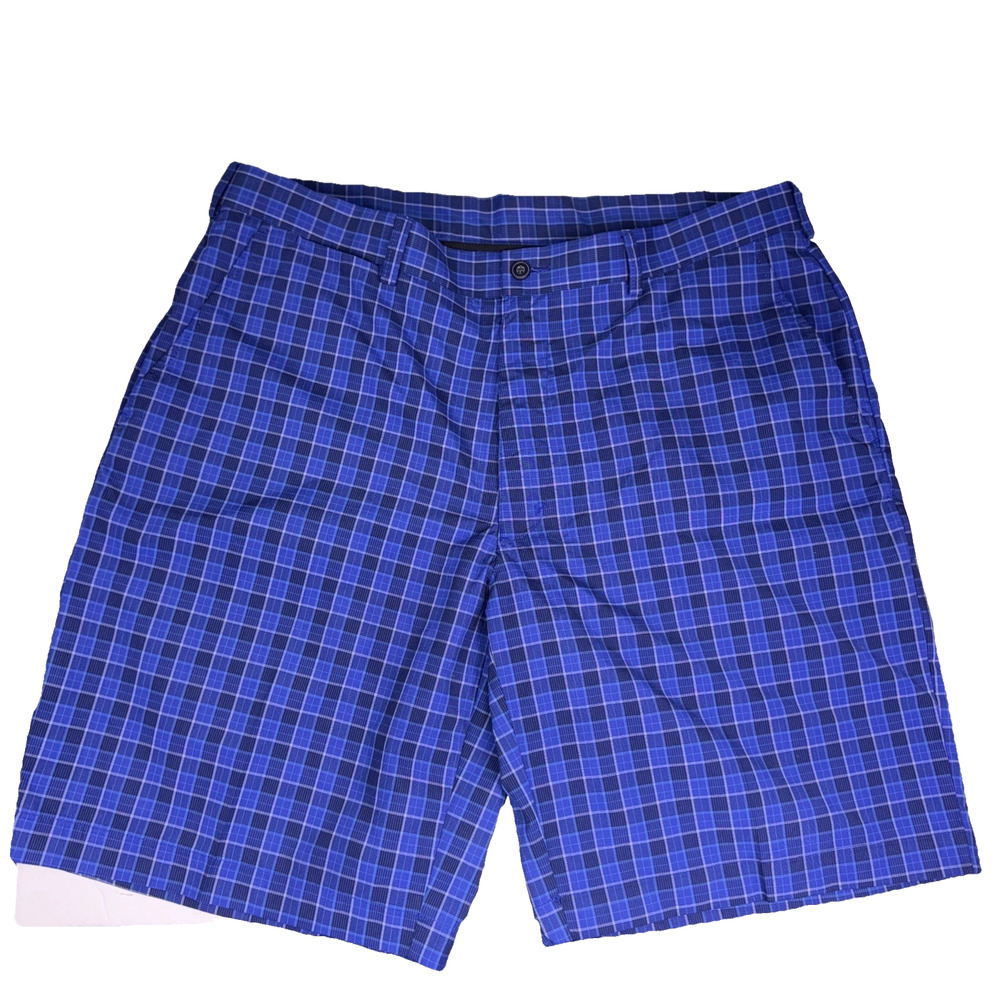 PGA Tour Golf Shorts Men 38 Blue Plaid Bermuda 50+ SPF Outdoor Athleisure Light